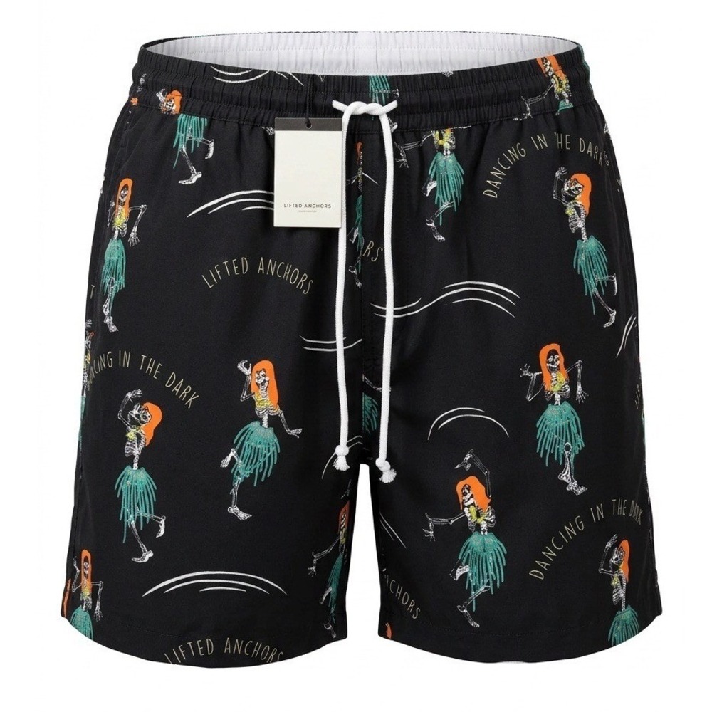 Lifted Anchors Dancing In The Dark Skeleton Hula Shorts Black XL LASM121-33